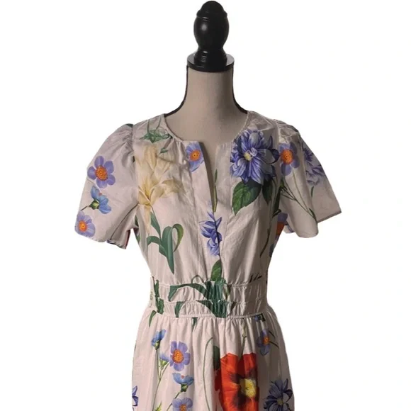 Maeve by Anthropologie Somerset Maxi Floral Dress White Cotton Lined Size M - Picture 6 of 16